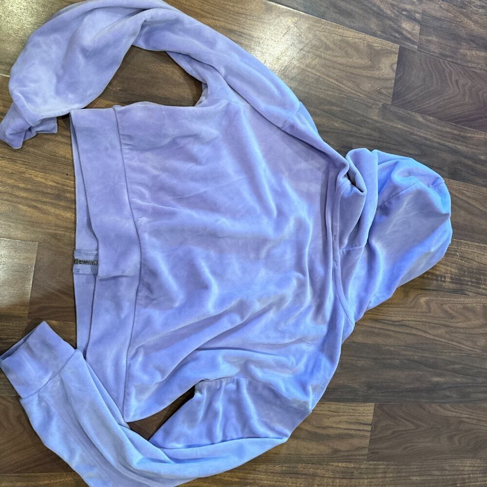 Light blue cropped zip up hoodie velvet - Picture 7 of 8